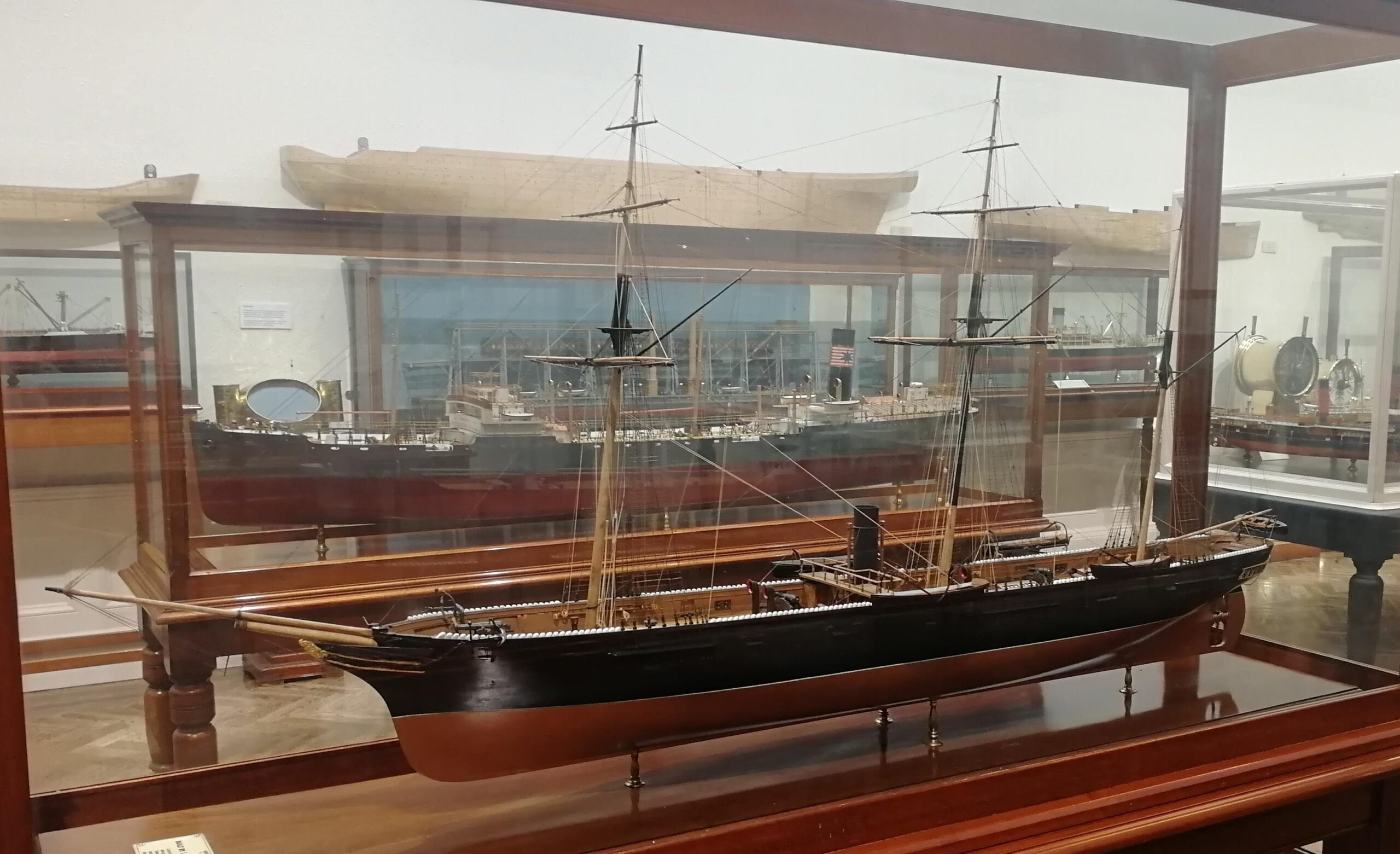 ship model in a glass case